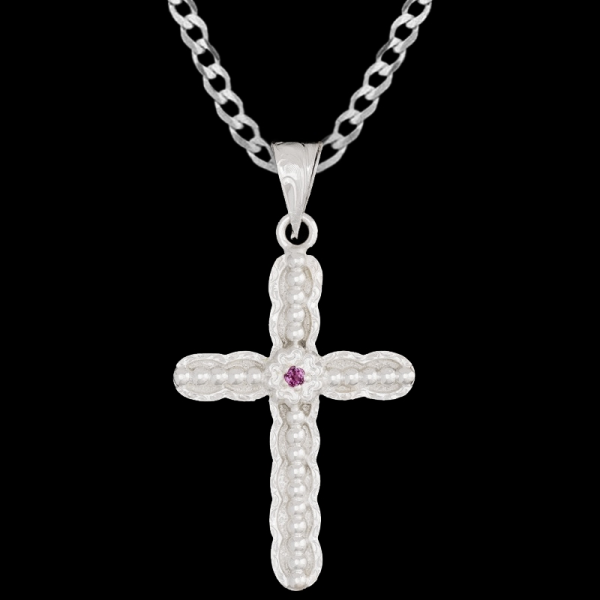 Ezra, Simply, Elegant german silver cross detailed with beads and above it is a flower with cubic zirconia of your choice.

 

Chain not Included.

&n